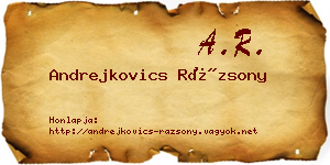 Andrejkovics Rázsony névjegykártya